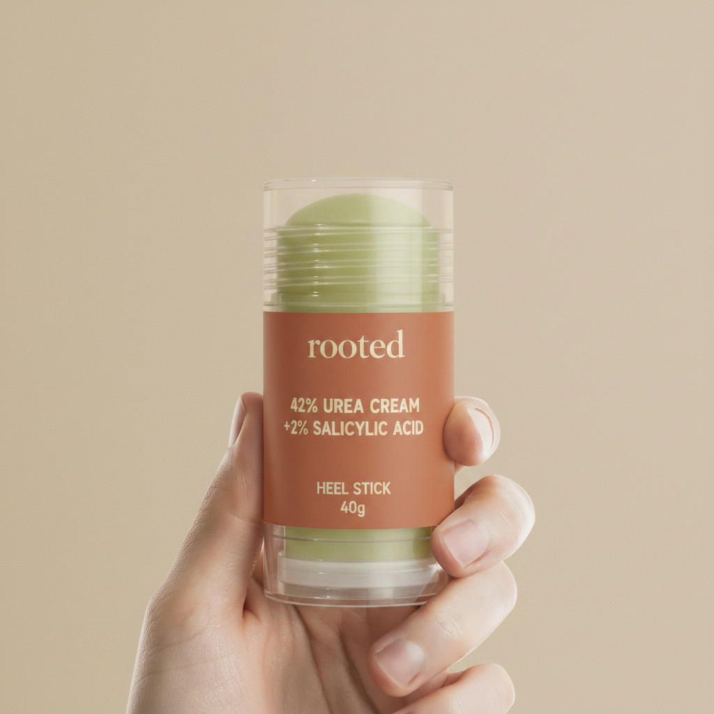 A hand holding the Rooted Heel Stick