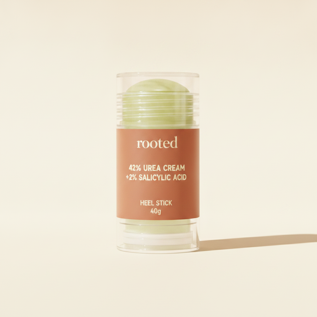 Rooted Heel Stick — 42% urea + salicylic acid twist-up stick for cracked heels